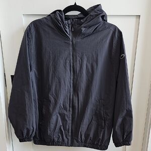 Zara Charcoal Gray Raincoat with Hood and Full-Length Zipper